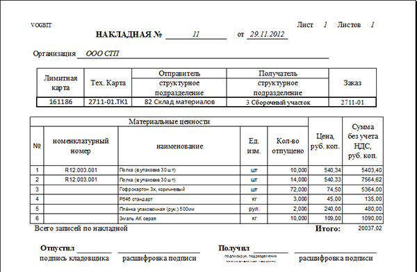 Бланки Заявок на Материалы