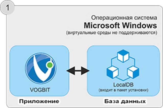 Локальный вариант установки. Позволяет работать с VOGBIT только на одном компьютере.
