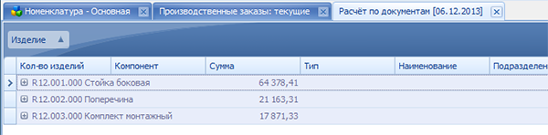 Разделение плановых затрат по изделиям
