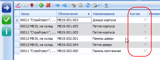 "Высокий" уровень учёта. Показано общее количество изделий, которое должно быть сдано по заданию
