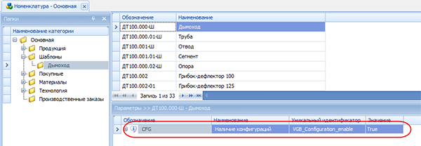 Параметр CFG указывает программе, что данная номенклатурная позиция является шаблоном для Генератора
